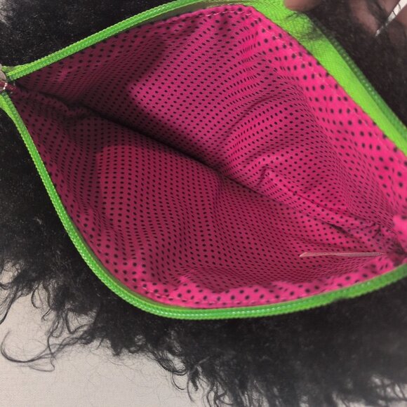 Kiehl's Black Faux Fur Fuzzy Happy Holidays Makeup Bag Cosmetics Pouch Gift NEW - Picture 5 of 9